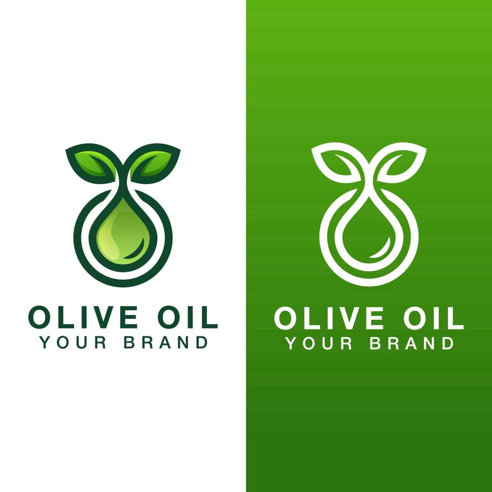 natuurlijke olijfolie drop logo-ontwerp met twee versies vector