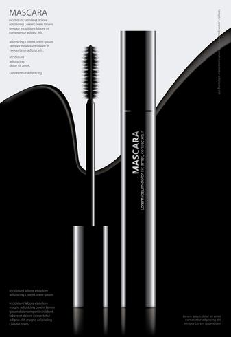 Poster cosmetische mascara met verpakking vectorillustratie vector