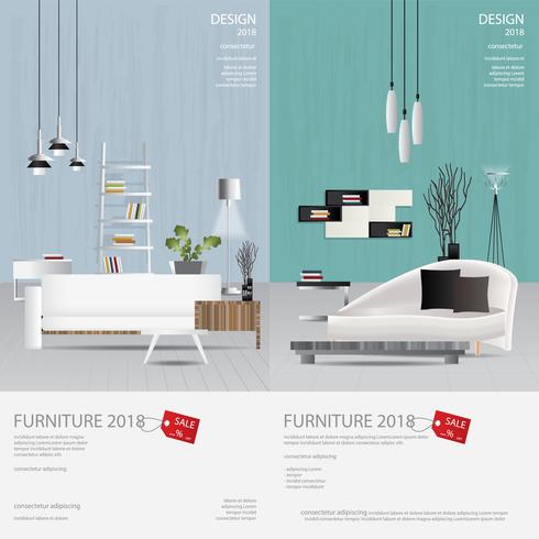 2 verticale Banner Furniture Sale Design Template Vector Illustration