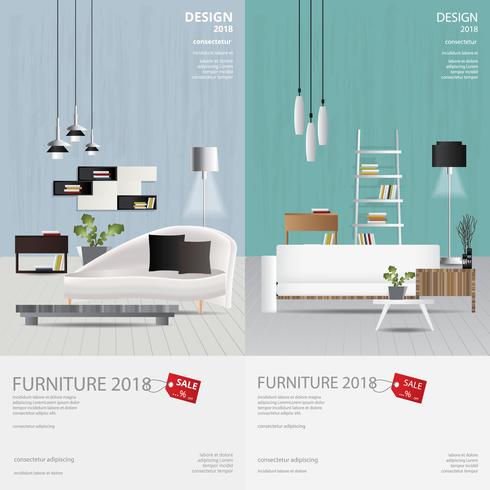 2 verticale Banner Furniture Sale Design Template Vector Illustration