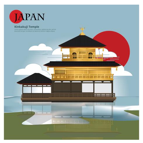 Kinkakuji Tempel Japan Landmark en reizen attracties vectorillustratie vector