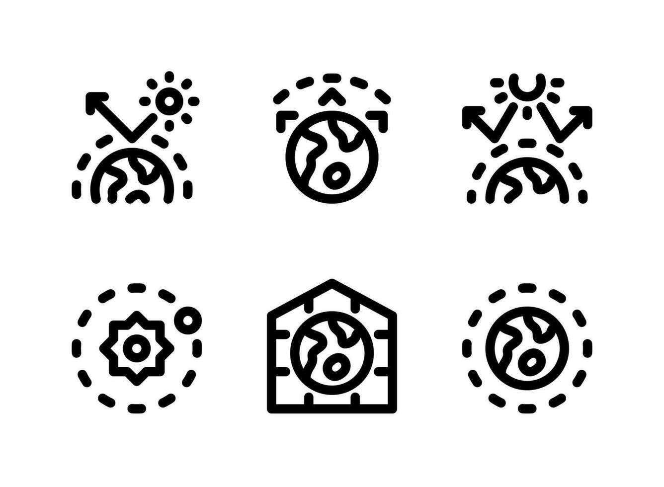 eenvoudige set van broeikaseffect gerelateerde vector lijn iconen. bevat iconen als ozon, atmosfeer, zonnestelsel en meer.