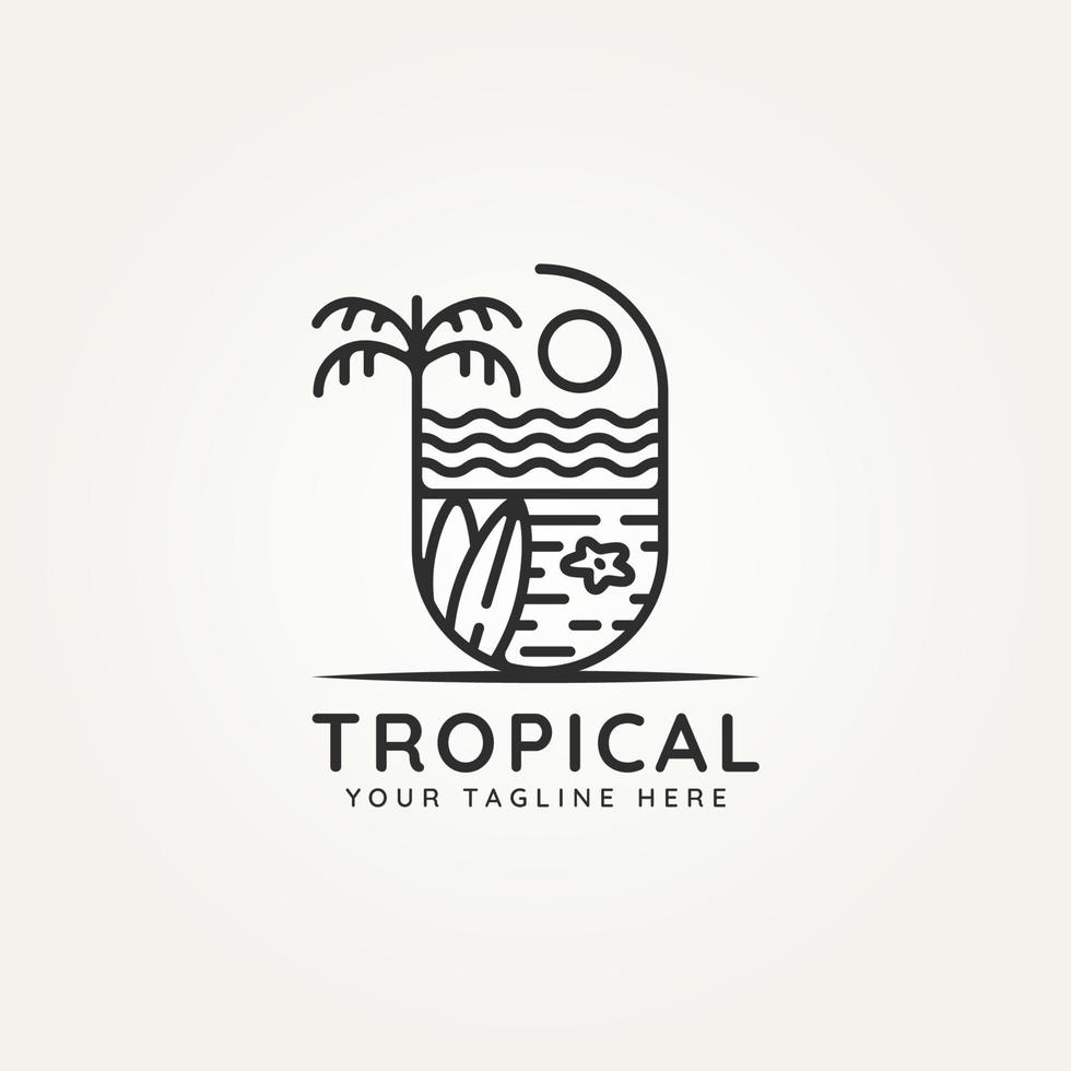 tropisch strand eiland minimalistische lijntekeningen logo vector