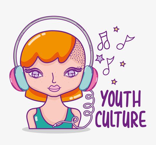 Jeugdcultuur millenial vrouw cartoon vector