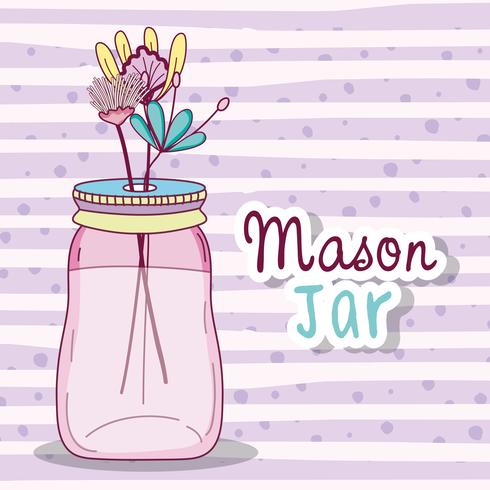 Mason-pot met bloemen vector