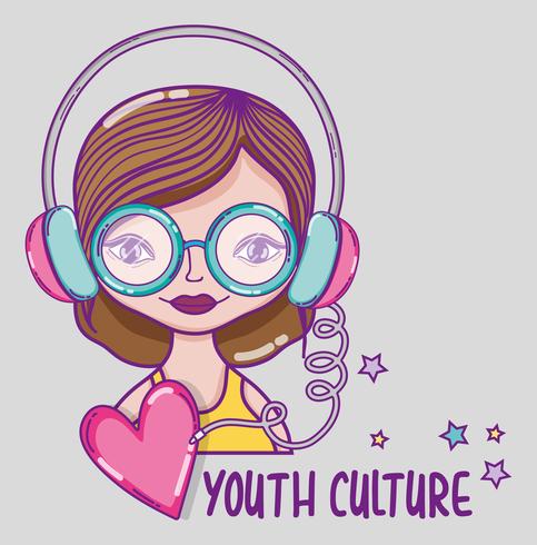 Jeugdcultuur millenial vrouw cartoon vector