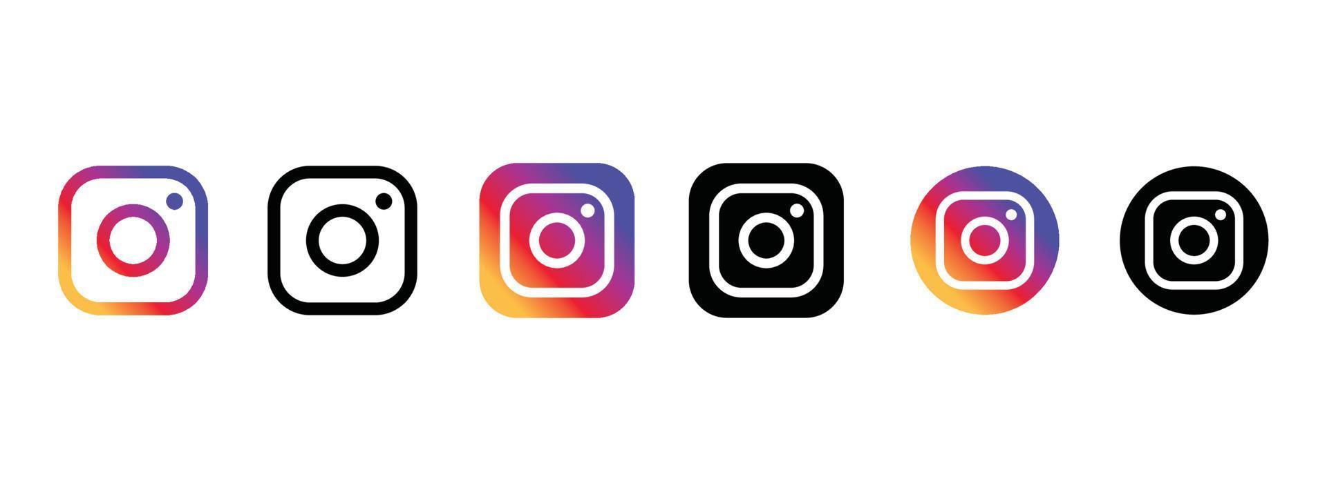 social media icon instagram logo in vlakke stijl met kleur en zwarte collectie vector