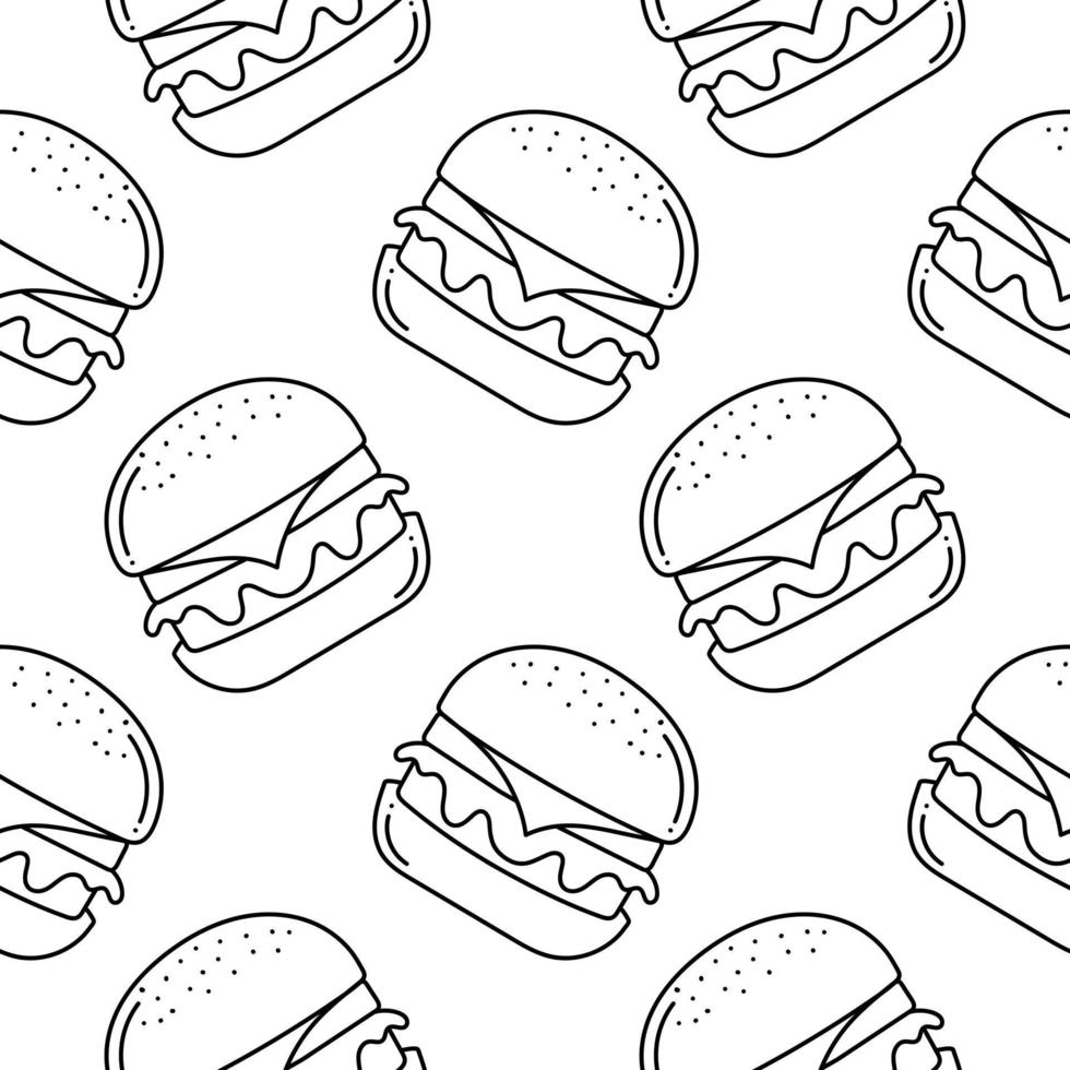 hamburger hand getekend naadloos patroon vector