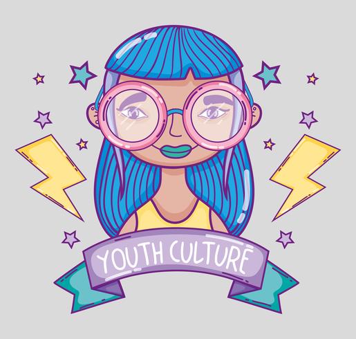 Jeugdcultuur millenial vrouw cartoon vector