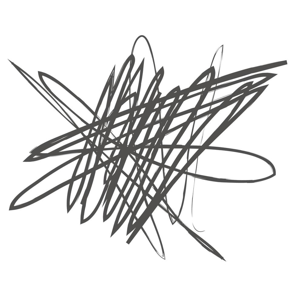 verwarde abstracte Krabbel met de hand getekende lijn. doodle vector getekende klitten, lijnen, cirkels. zwarte lijn abstracte Krabbel vorm. verwarde chaos, depressie, agressie, kwaad