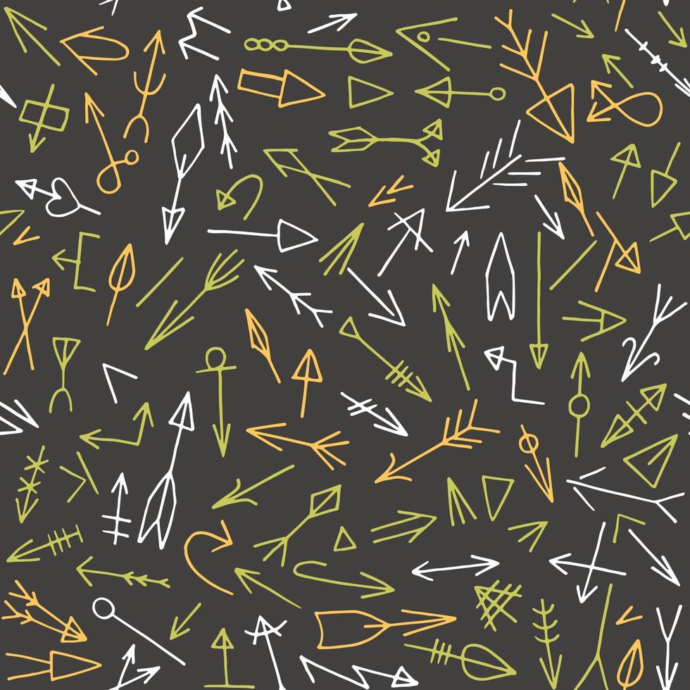 tribal pijlen vector patroon. doodle hand getrokken pijlen naadloze achtergrond.