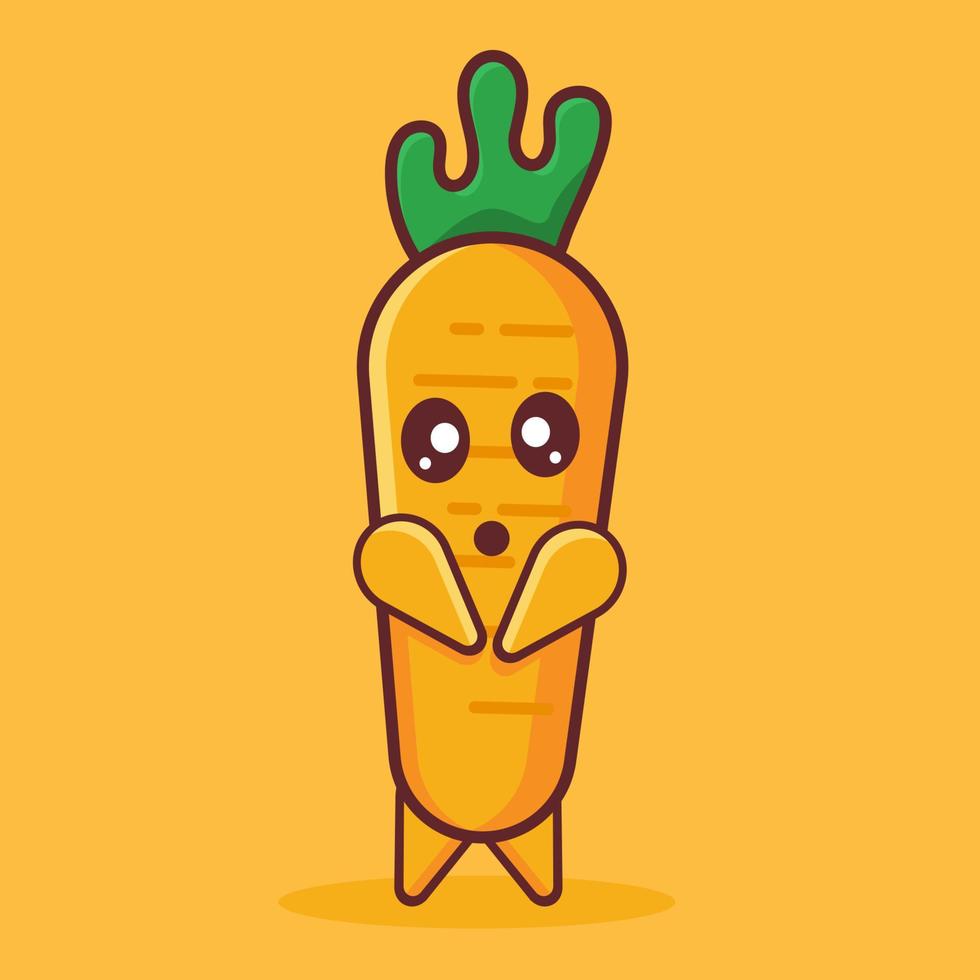 schattige wortel karakter mascotte met nerveuze gebaar geïsoleerde vectorillustratie vector