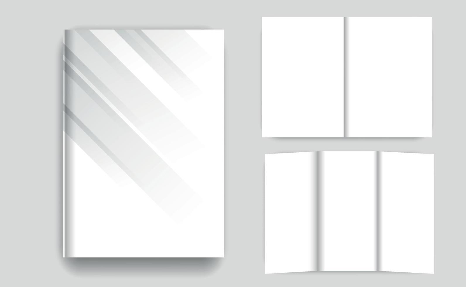 tweevoudig drievoudig verticaal - landschapsbrochure of uitnodigingsmodel. creatieve bi-fold drievoudige brochure mockup vector
