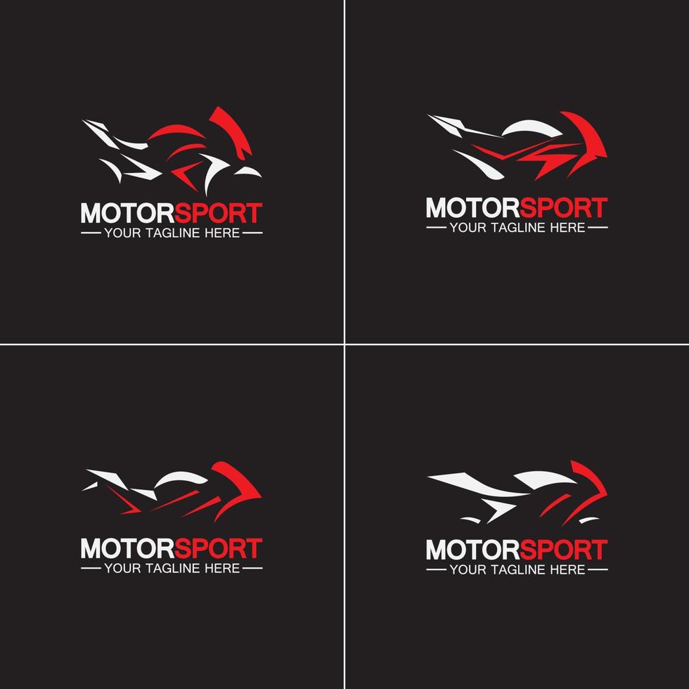 set motorfiets sport logo symbool vector illustratie ontwerpsjabloon