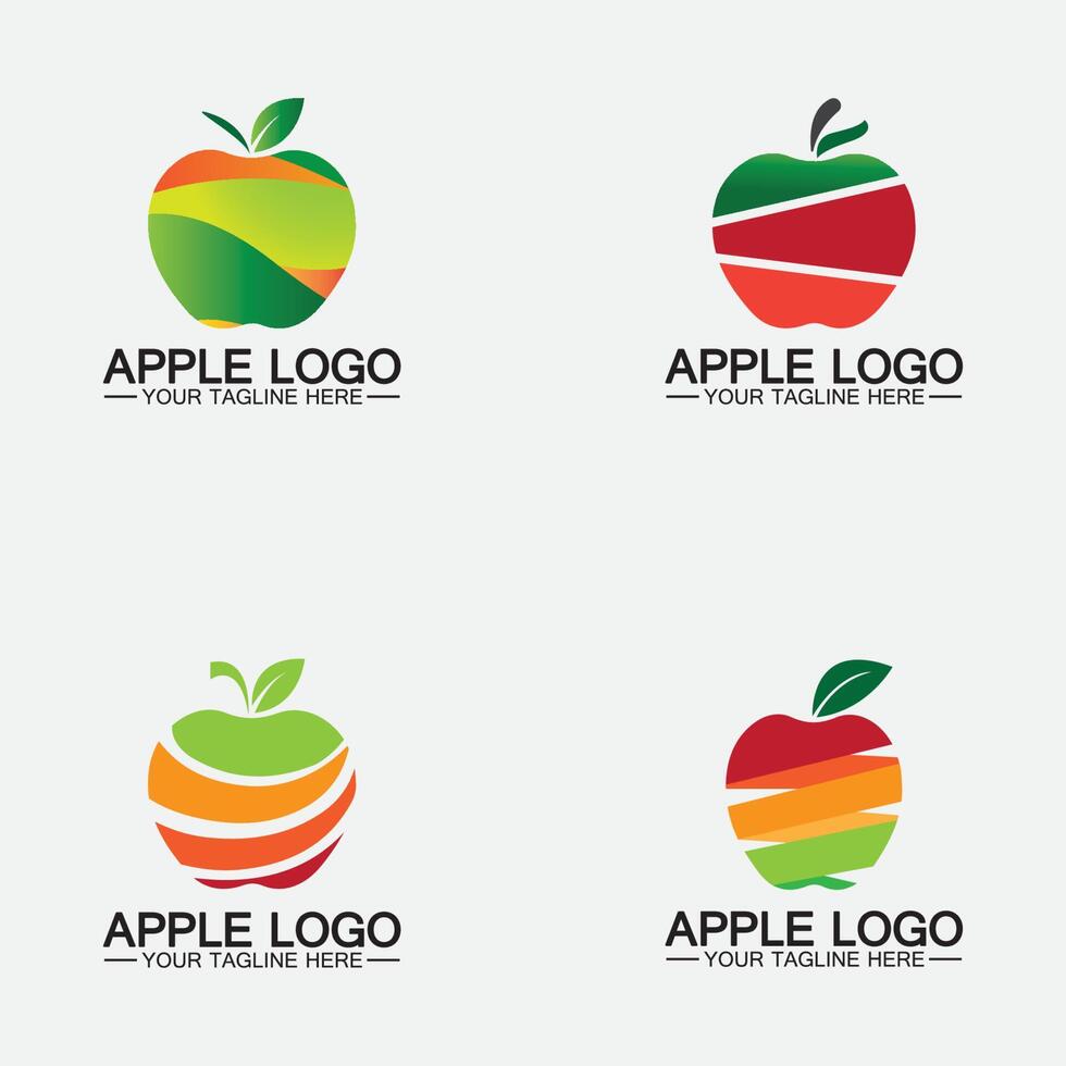 Apple-logo instellen. fruit gezond voedsel design.apple logo ontwerp inspiratie vector sjabloon