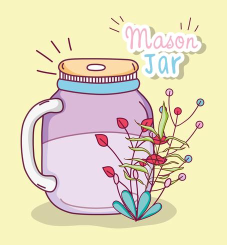 Mason-pot met bloemen vector