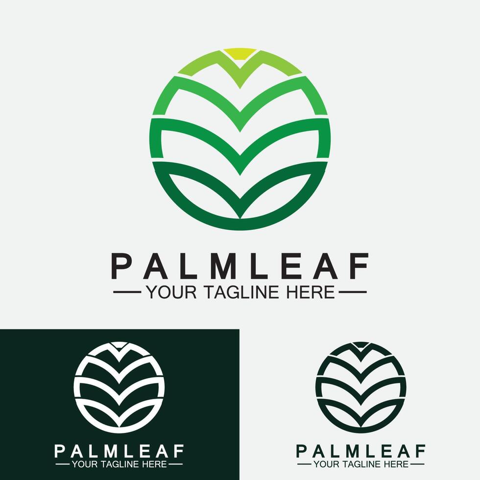 tropische palmblad logo vector ontwerpsjabloon