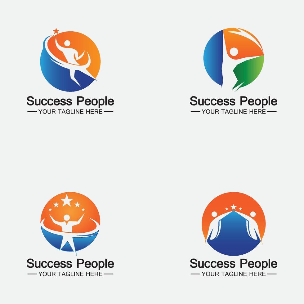 succes mensen logo vector ontwerpsjabloon instellen
