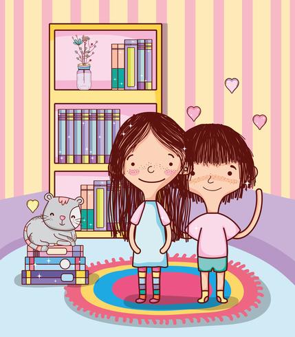 Meisje met boeken cartoons vector