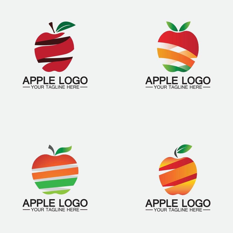 Apple-logo instellen. fruit gezond voedsel design.apple logo ontwerp inspiratie vector sjabloon