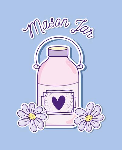 Mason-pot met bloemen vector