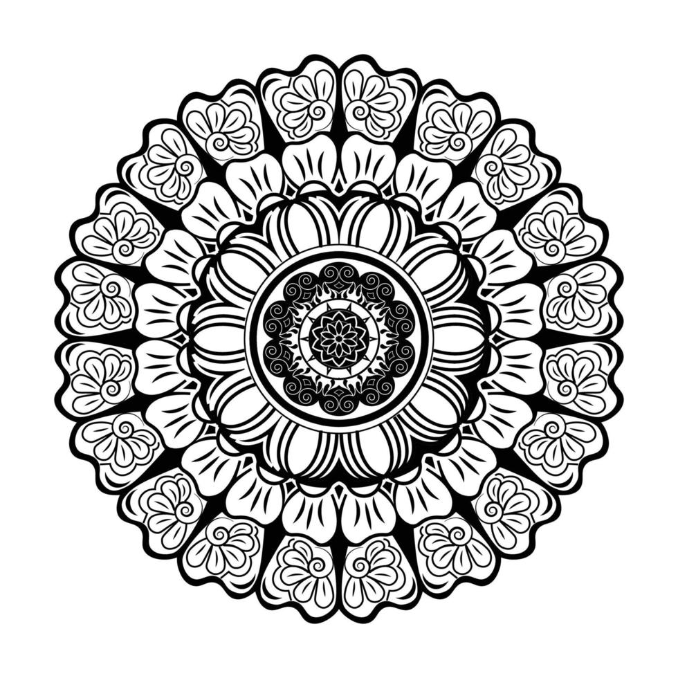 afgeronde decoratieve decoratieve mandala-kunst voor het kleuren van pagina voor volwassenen en kinderen. vector