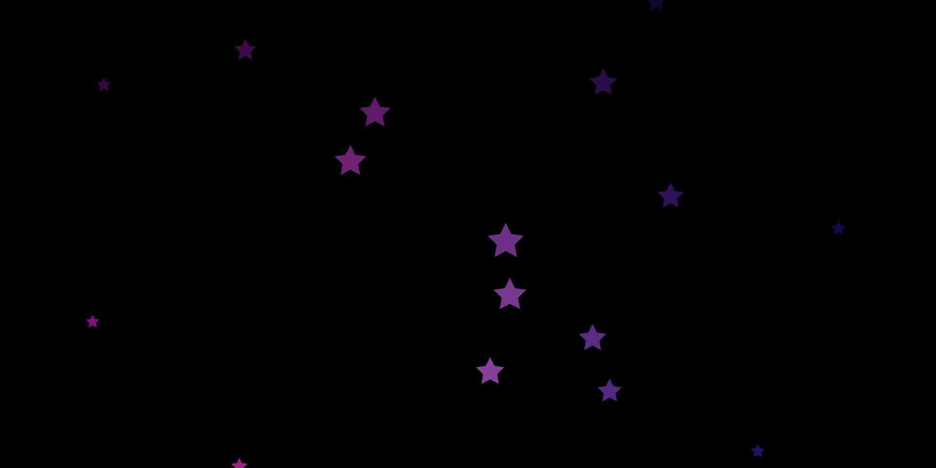 donkerroze vectorachtergrond met kleine en grote sterren. vector