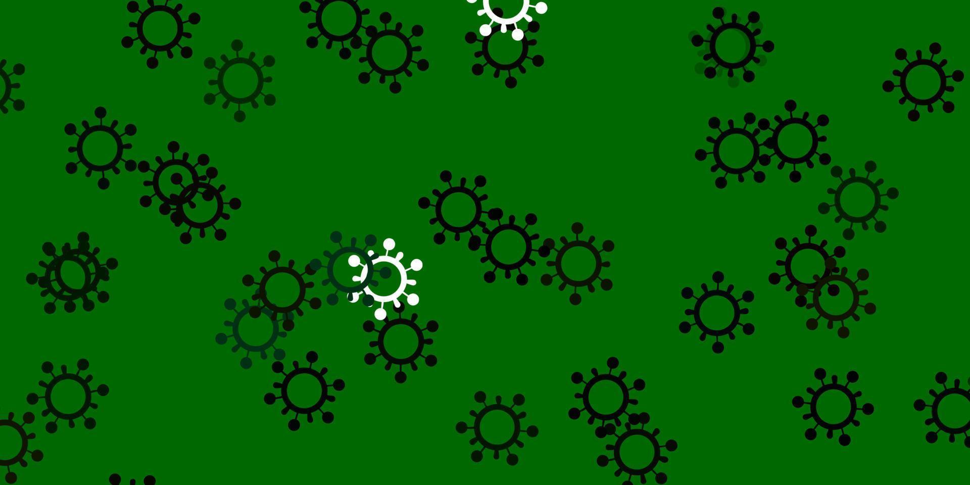 lichtgroene, rode vectorachtergrond met covid-19 symbolen. vector