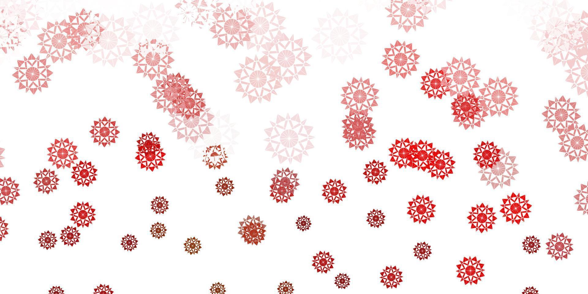 lichtgroen, rood vectorpatroon met gekleurde sneeuwvlokken. vector