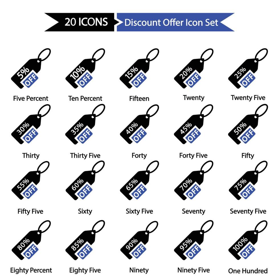 kortingsaanbieding icon set vector