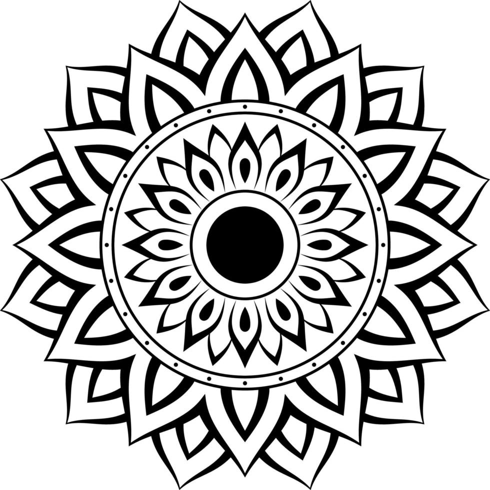 eenvoudige eenvoudige mandala voor henna, mehndi, tatoeage, kaart, print, omslag, spandoek, poster, brochure, decoratie in etnisch oosters patroon voor het kleuren van de fotoboekpagina. vector