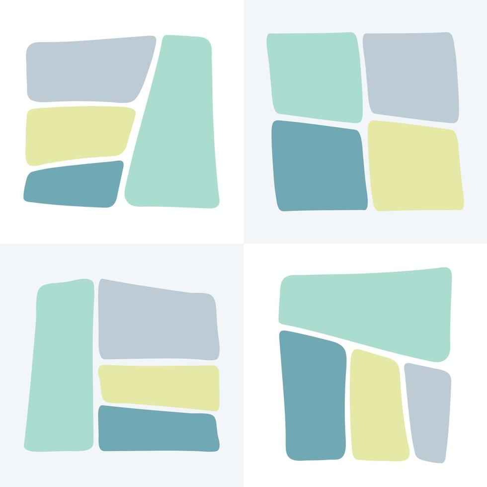 4 rechthoekige collagesjabloon met handgetekende vormen vector
