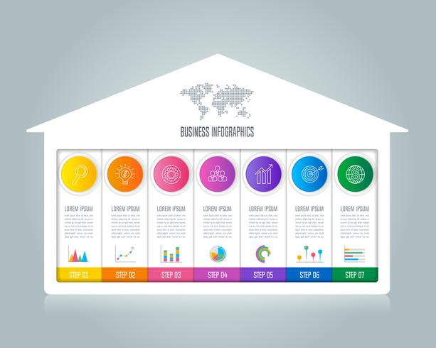 infographic ontwerp bedrijfsconcept met 7 opties. vector