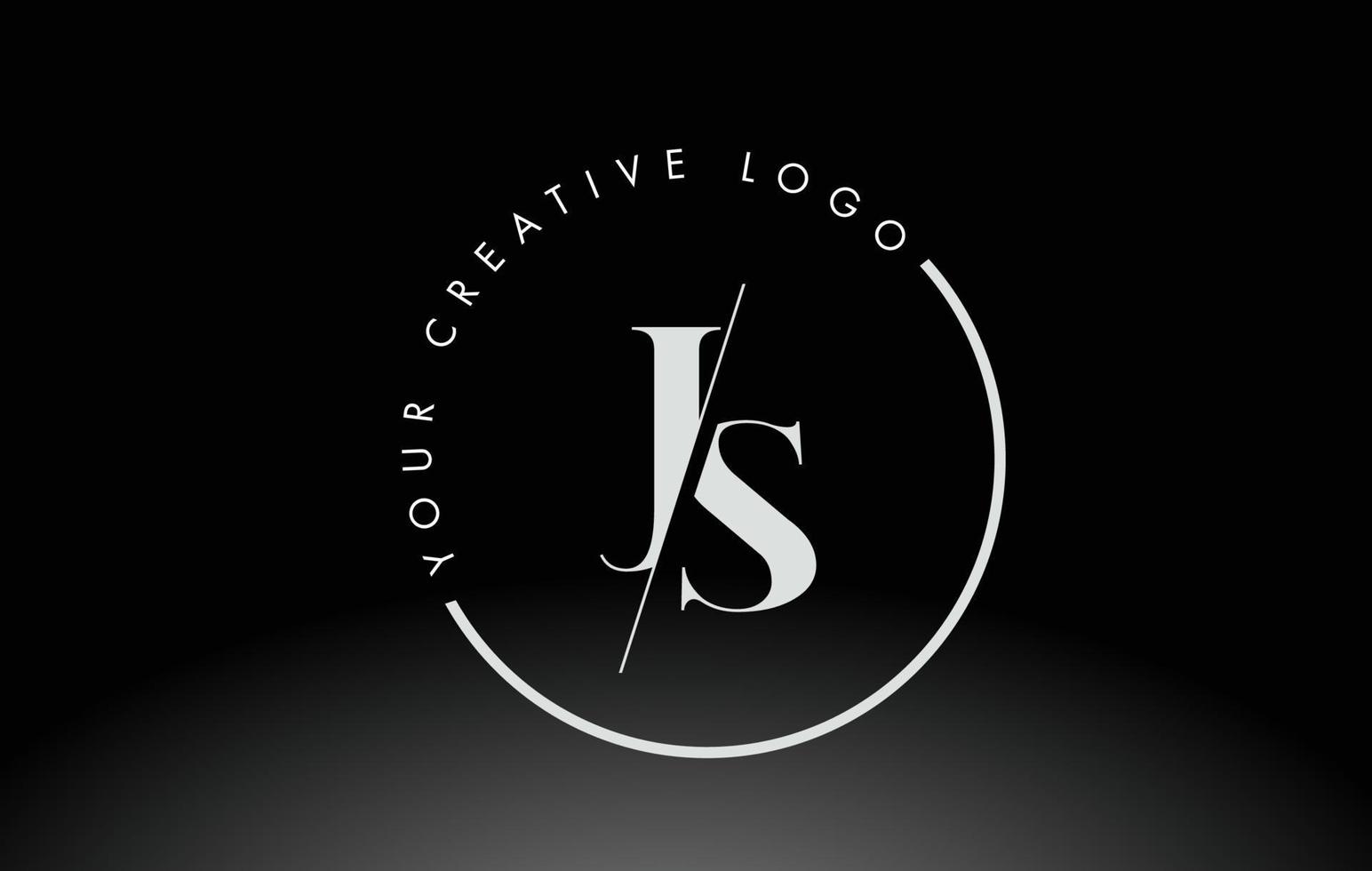 wit js serif-letterlogo-ontwerp met creatieve doorsneden snit. vector