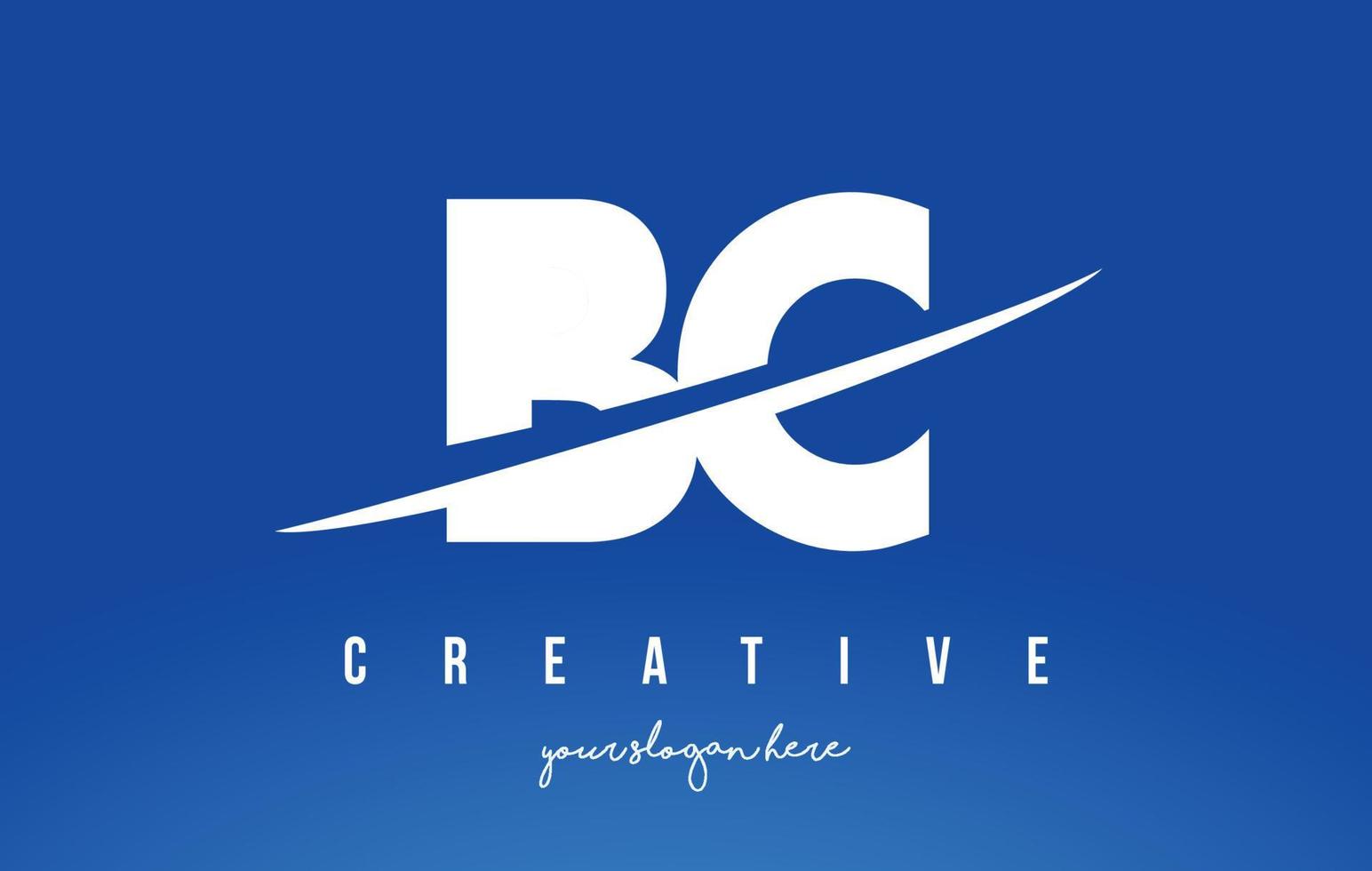 bc bc letter modern logo-ontwerp met witte gele achtergrond en swoosh. vector