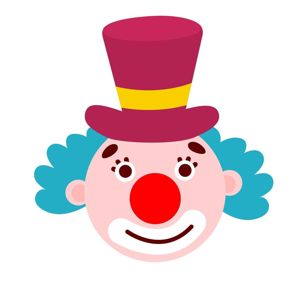 cartoon doodle emotionele clown hoofd met hoed vector