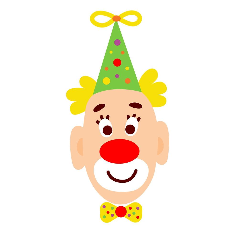 cartoon doodle emotionele clown hoofd met hoed vector