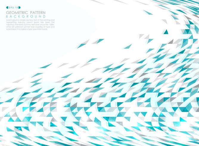 Het abstracte blauwe geometrische patroon van de technologiedriehoek met glitterseffect achtergrond. vector