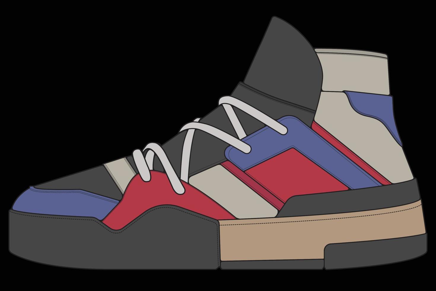 vector sneakers schoenen voor opleiding, hardloopschoen vectorillustratie. sportschoenen kleur vol.