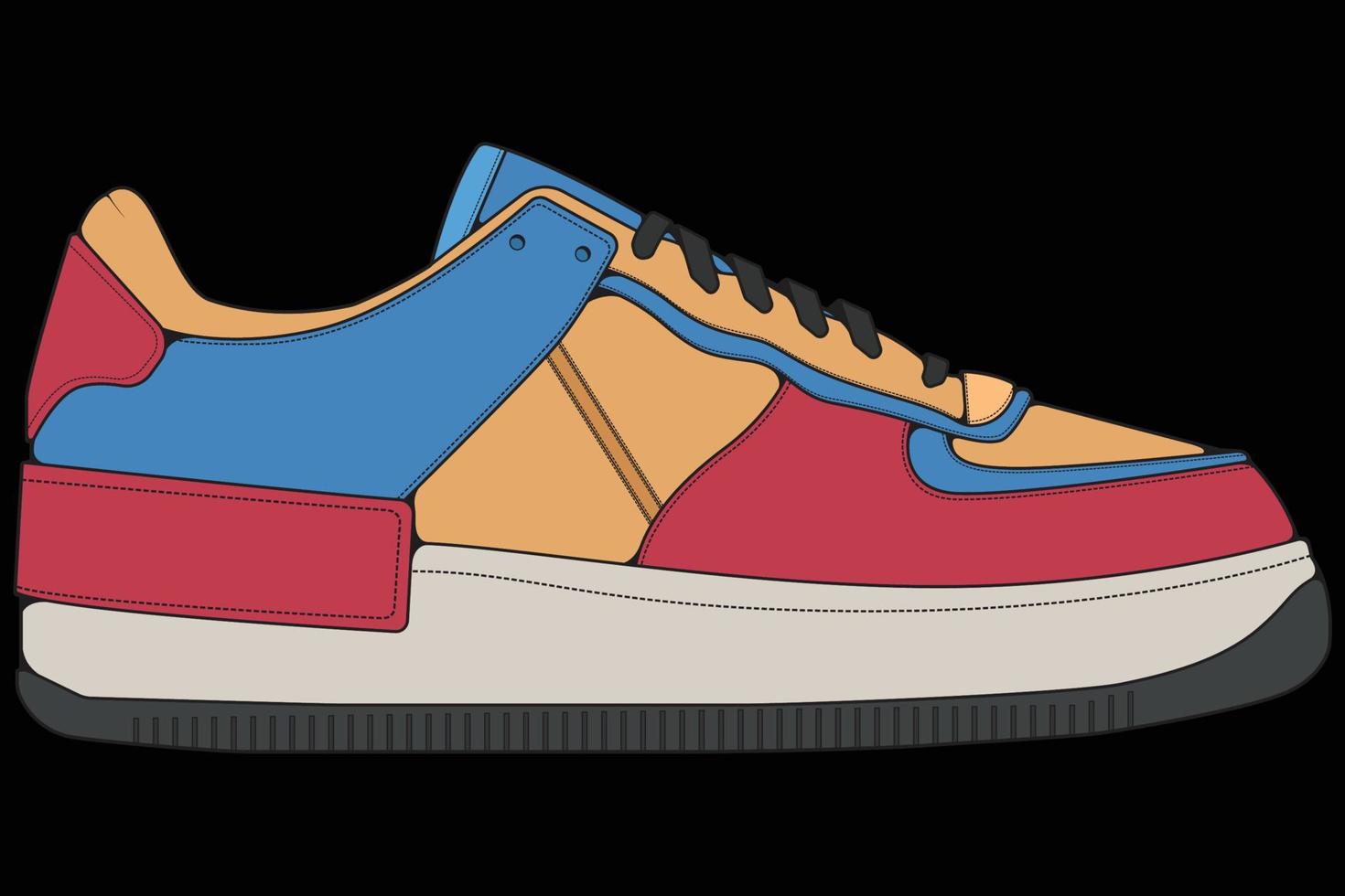 vector sneakers schoenen voor opleiding, hardloopschoen vectorillustratie. sportschoenen kleur vol.