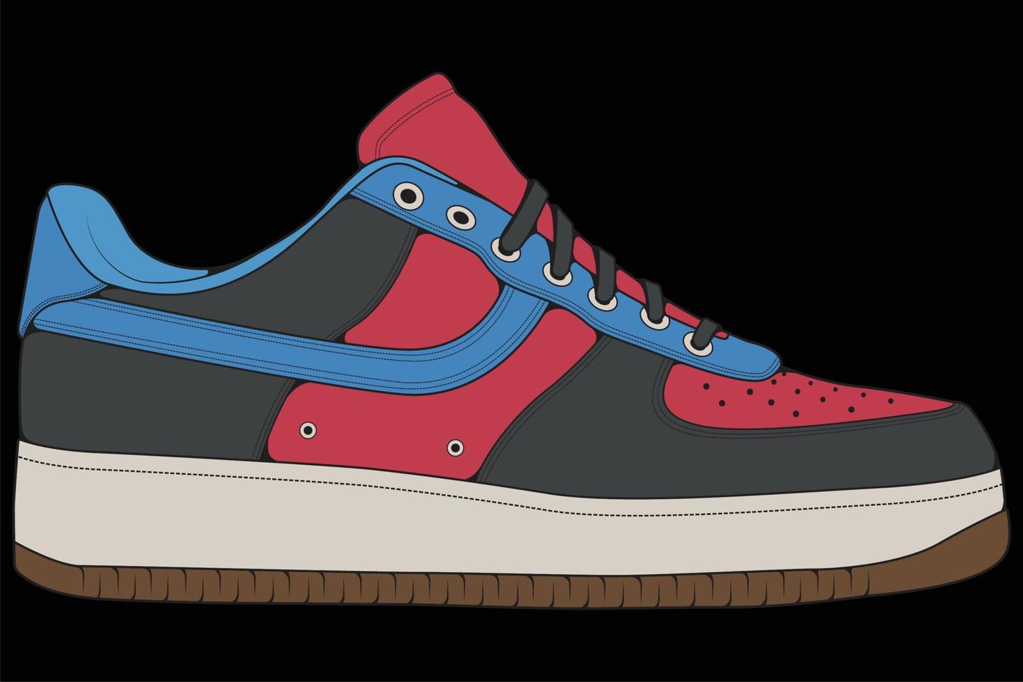 vector sneakers schoenen voor opleiding, hardloopschoen vectorillustratie. sportschoenen kleur vol.