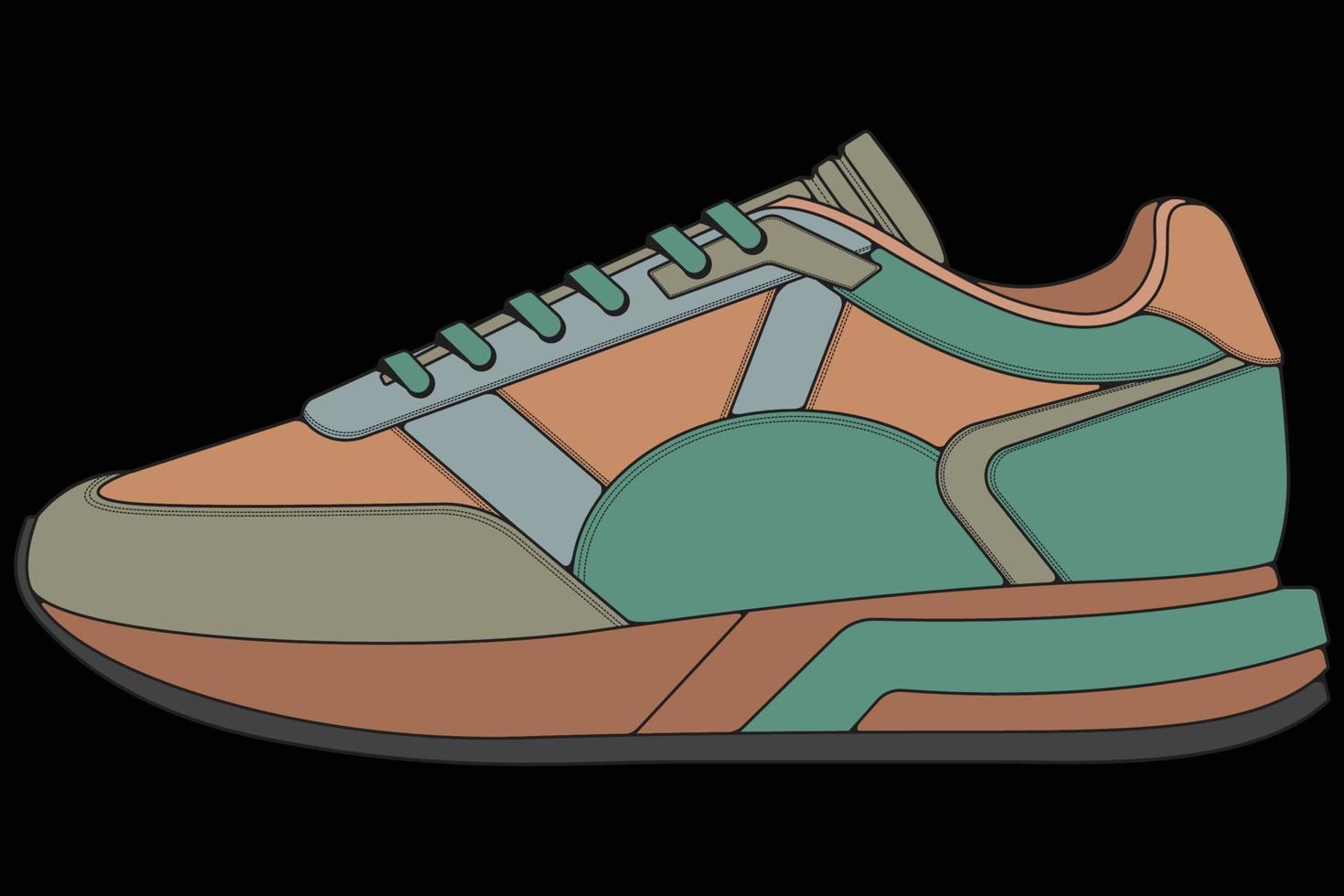 vector sneakers schoenen voor opleiding, hardloopschoen vectorillustratie. sportschoenen kleur vol.