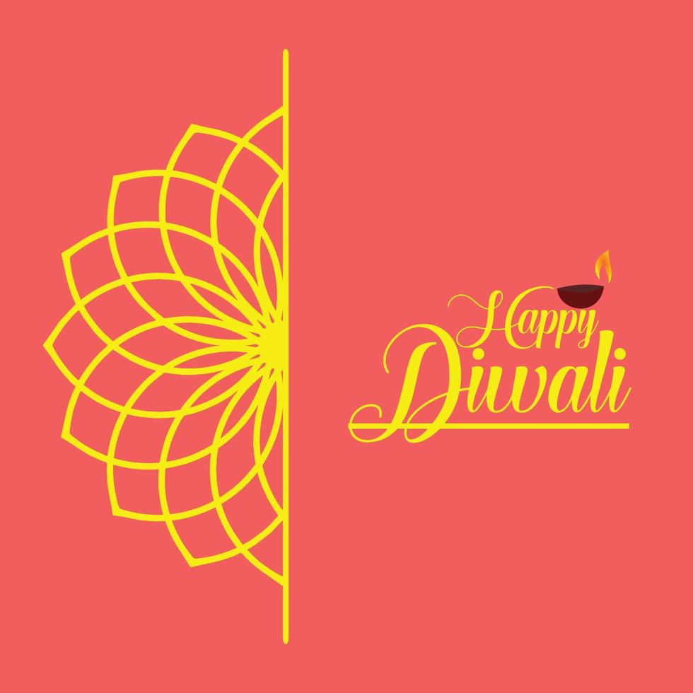 gelukkige diwali festival begroeting achtergrond sjabloon, gelukkige diwali schrijven in hindi tekst. vector