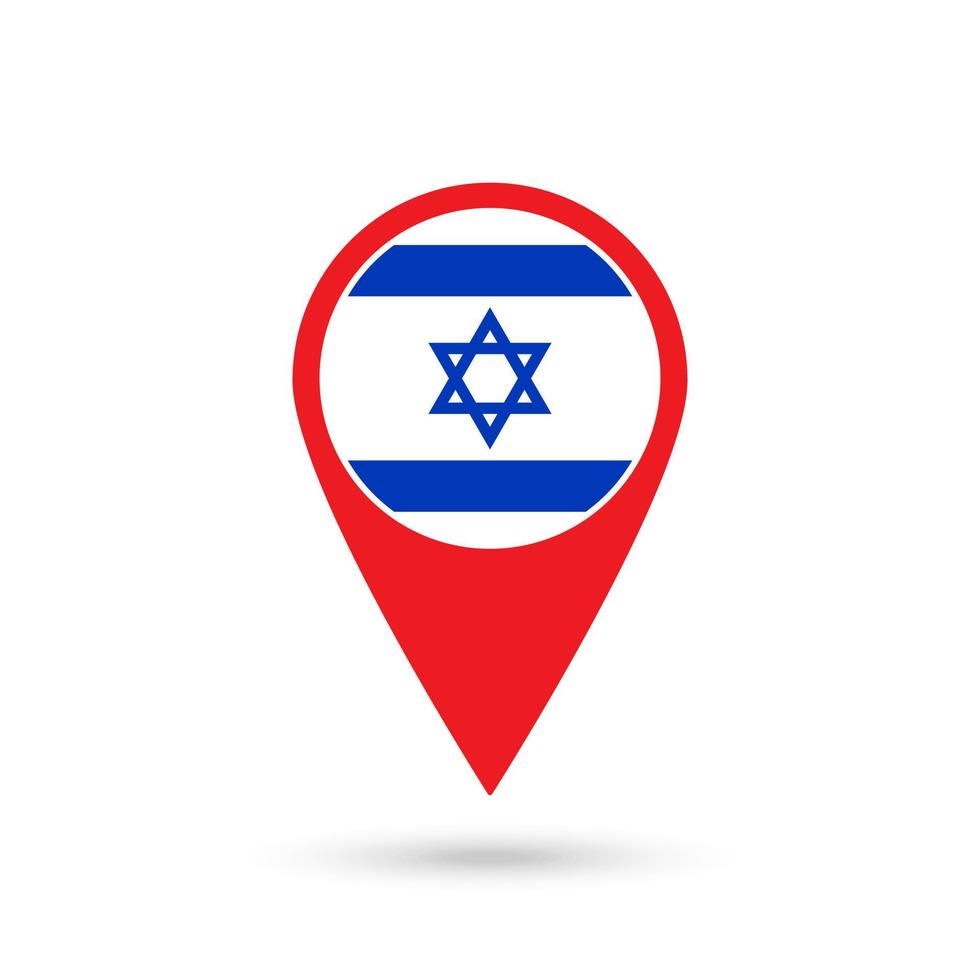 kaartaanwijzer met land Israël. israëlische vlag. vectorillustratie. vector