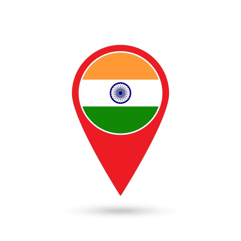 kaartaanwijzer met land india. Indiase vlag. vectorillustratie. vector