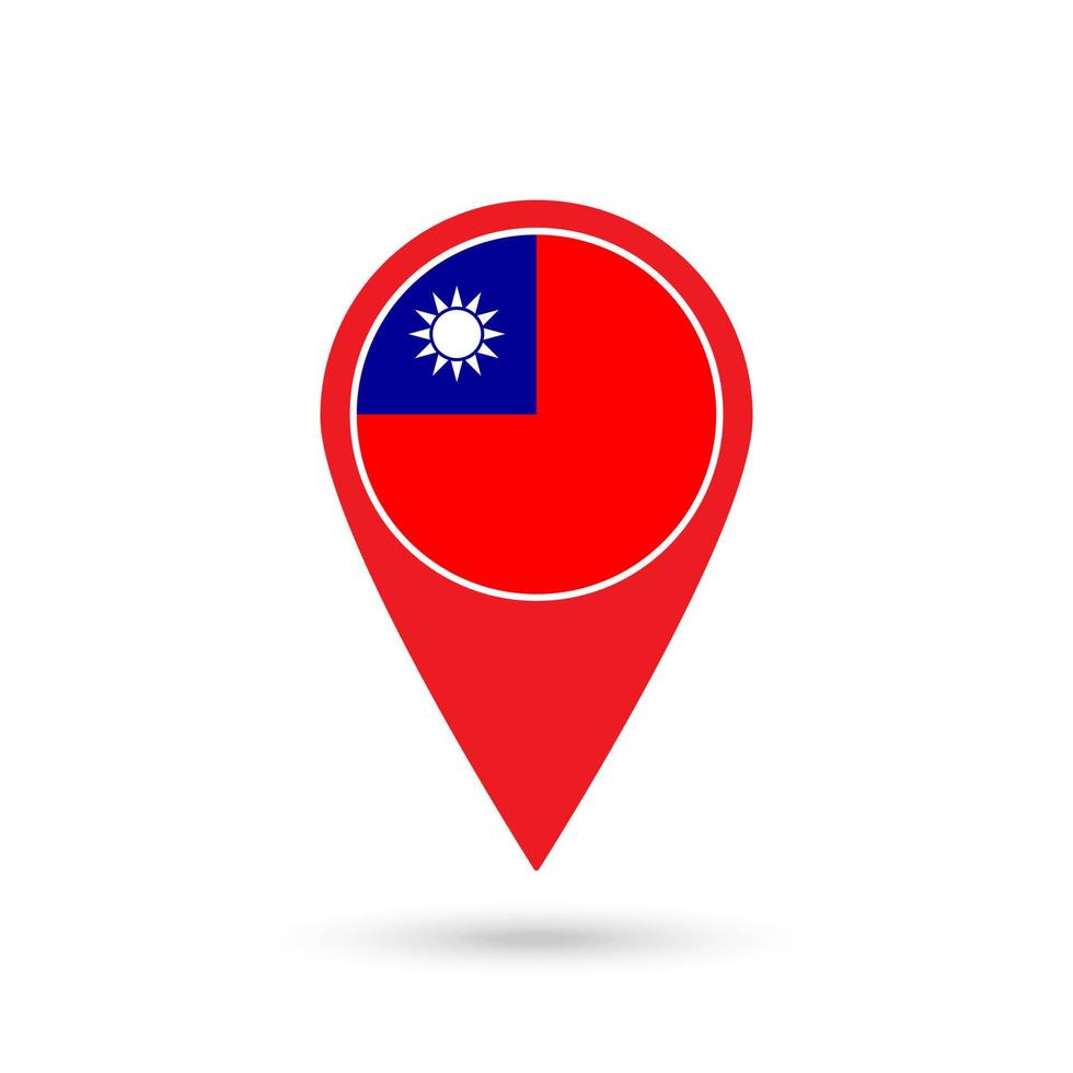 kaartaanwijzer met contry taiwan. vlag van Taiwan. vectorillustratie. vector
