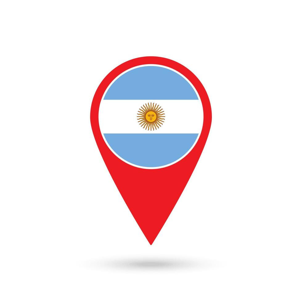 kaartaanwijzer met contry argentinië. Argentijnse vlag. vectorillustratie. vector