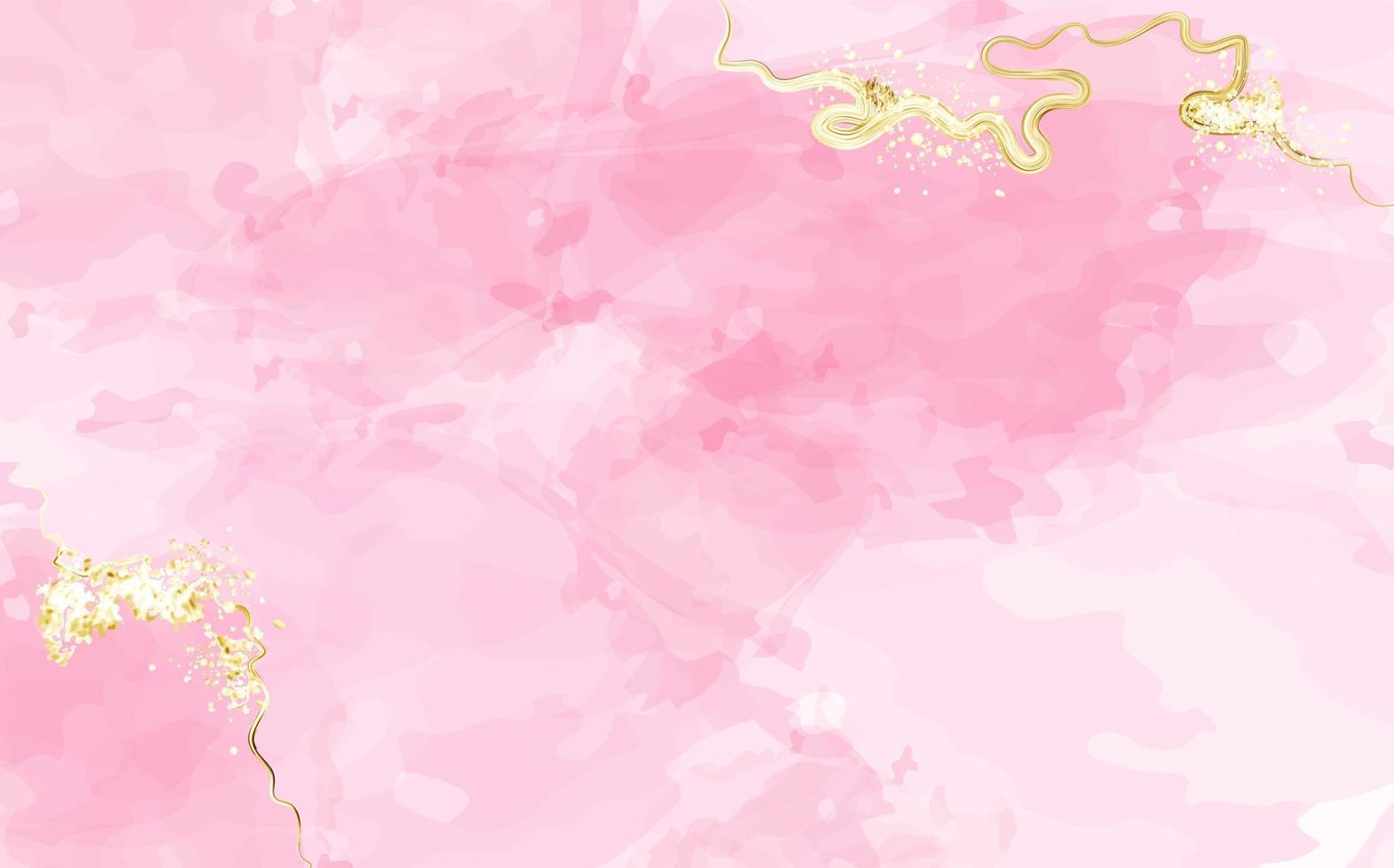 abstracte roze of abrikoos aquarel achtergrond met gouden texture.blush vloeistof schilderij. lente bruiloft uitnodiging stoffige roos of sluier textuur. alcoholische inkt. vector