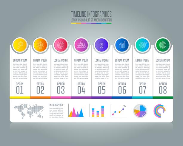 Tijdlijn infographic bedrijfsconcept met 8 opties. vector