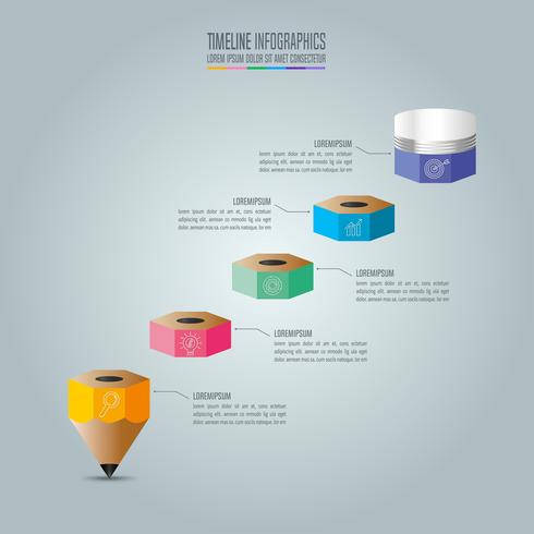 Onderwijs infographics sjabloon 5 stap optie. Tijdlijn infographic ontwerp vector. vector